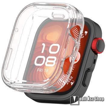 Huawei Watch Fit 4 Pro, Okosóra szilikon védőtok, Keret, Szilikon előlapvédő is, Átlátszó
