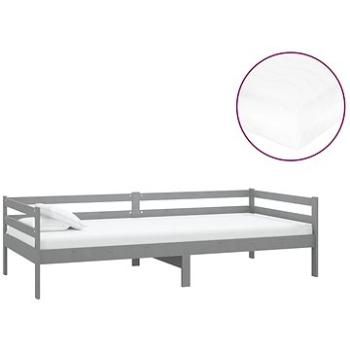 Shumee váľanda s matracom, 90 × 200 cm, sivá, masívne borové drevo, 3083566
