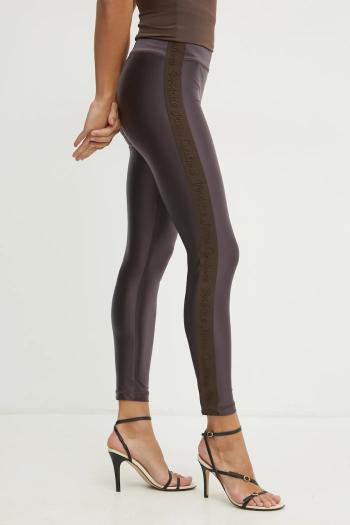 Legíny Versace Jeans Couture dámske, hnedá farba, s nášivkou, 78HAC114 J0223