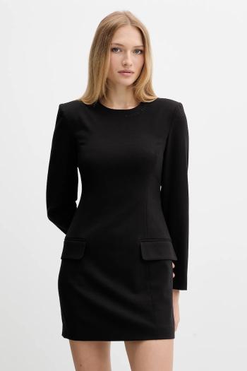 Šaty s prímesou vlny Armani Exchange čierna farba, mini, priliehavé, XW000661 AF16142