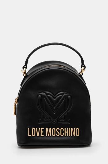 Kožený ruksak Love Moschino dámsky, čierna farba, malý, s nášivkou, JC4361PP0L