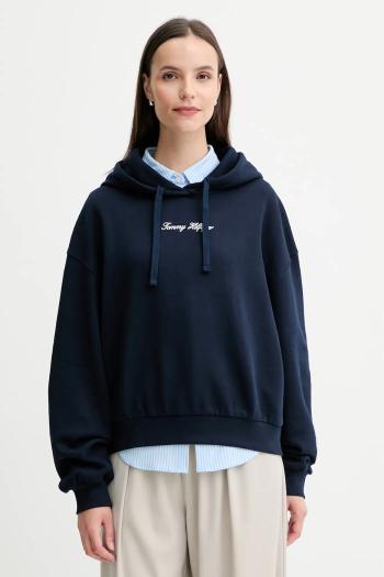 Mikina Tommy Hilfiger tmavomodrá farba, s kapucňou, s potlačou, WW0WW47459