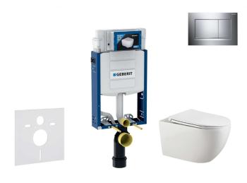GEBERIT - Kombifix Set predstenovej inštalácie, klozetu Gaia a dosky softclose, tlačidlo Sigma30, chróm/chróm mat SANI15CA1123