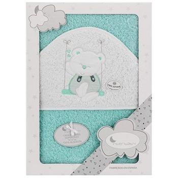 INTERBABY osuška froté (100 × 100 cm) medvedík na hojdačke, zelená (8435440373407)