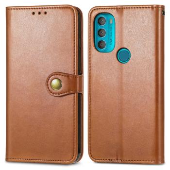 LEATHER BUCKLE Peňaženkový obal Motorola Moto G71 5G hnedý