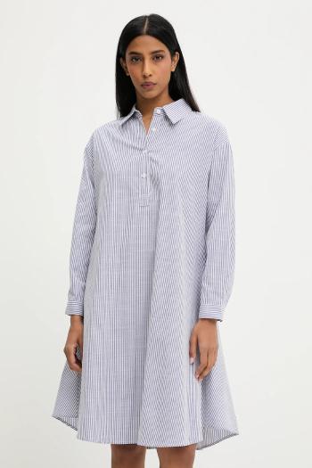 Ľanové šaty Answear.LAB tmavomodrá farba, mini, oversize