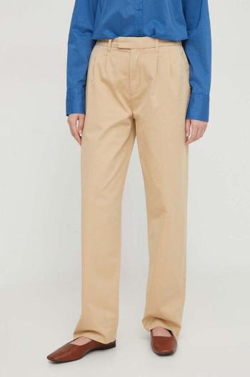 Nohavice Pepe Jeans Tina dámske, béžová farba, strih chinos, vysoký pás, PL211697