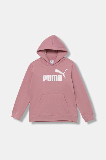 Detská mikina Puma ESS No. 1 Logo Hoodie FL G ružová farba, s kapucňou, s potlačou, 684896