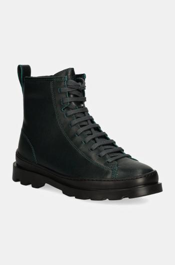 Kožené členkové topánky Camper Brutus dámske, zelená farba, na plochom podpätku, K400325-048