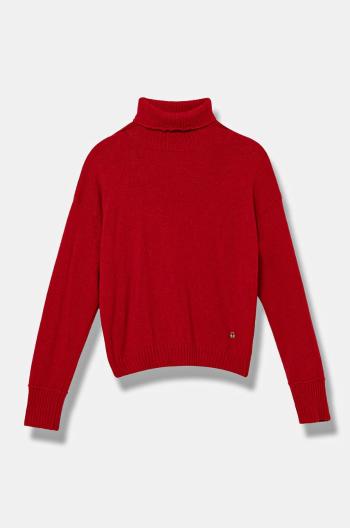 Detský sveter s prímesou vlny United Colors of Benetton červená farba, tenký, 106WC200G