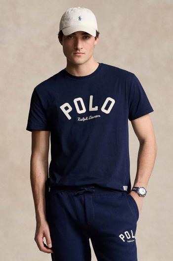 Bavlnené tričko Polo Ralph Lauren pánske, tmavomodrá farba, s nášivkou, 710952043