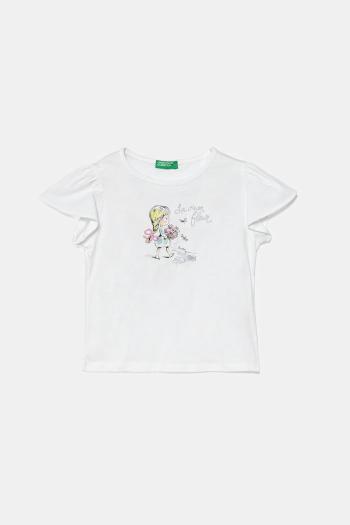 Detské bavlnené tričko United Colors of Benetton biela farba, 3I1XG10IU