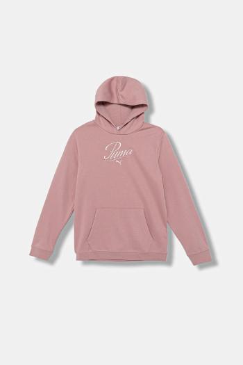 Detská mikina Puma ESS SCRIPT Hoodie FL G ružová farba, s kapucňou, vzorovaná, 688728