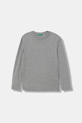 Detská bavlnená košeľa s dlhým rukávom United Colors of Benetton šedá farba, melanžová, 3I1XC10DB