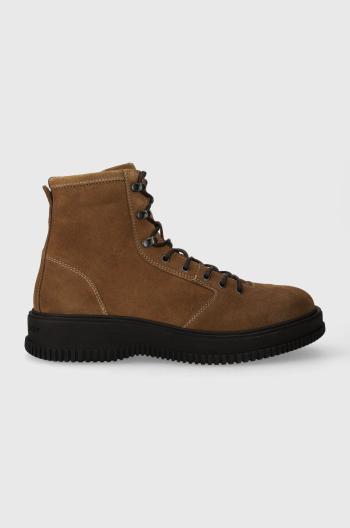 Semišové topánky Tommy Hilfiger TH EVERYDAY CLASS W SUEDE HOOKS pánske, hnedá farba, FM0FM04762