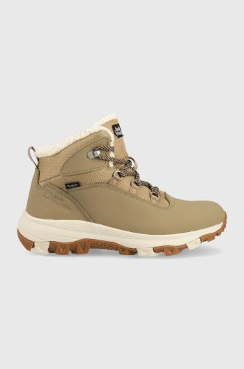 Topánky Jack Wolfskin Everquest Texapore Mid dámske, hnedá farba, zateplené