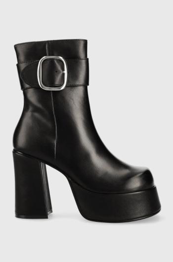 Kožené členkové topánky Steve Madden Siren dámske, čierna farba, na podpätku, SM11002628