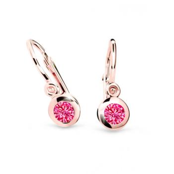 Cutie Jewellery Prekrásne detské náušnice z ružového zlata C1537-10-X-4 fuchsiová