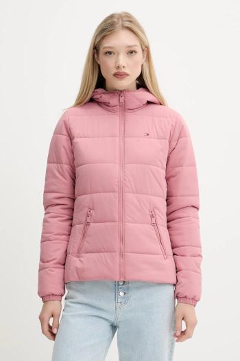 Bunda Tommy Jeans ružová farba, prechodná, DW0DW20959