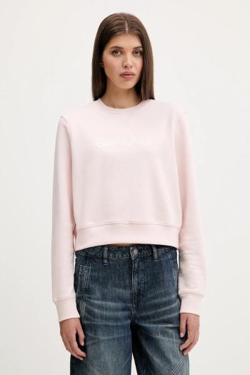Bavlnená mikina Guess Jeans ružová farba, s potlačou, W5YQ15 K68I4