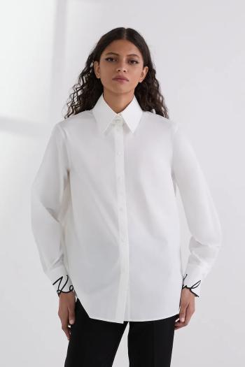 Bavlnená košeľa Karl Lagerfeld biela farba, regular, s klasickým golierom, A3W11023