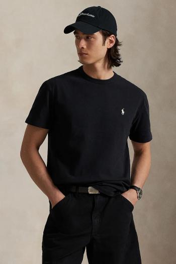 Bavlnené tričko Polo Ralph Lauren pánske, čierna farba, jednofarebné, 710916698