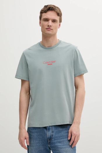 Bavlnené tričko Calvin Klein Jeans pánske, zelená farba, s potlačou, LV04RB824G