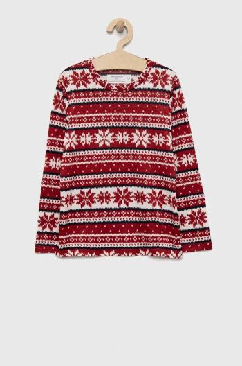 Pyžamové tričko s dlhým rukávom Abercrombie & Fitch bordová farba, vzorované