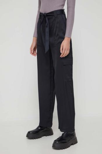 Nohavice Abercrombie & Fitch dámske, čierna farba, široké, vysoký pás