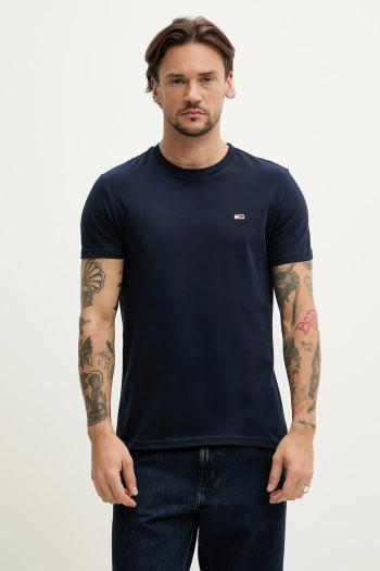 Bavlnené tričko Tommy Jeans 2-pak pánske, tmavomodrá farba, jednofarebné, DM0DM20687