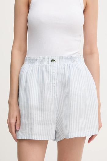 Ľanové šortky Lacoste vzorované, vysoký pás, FF0226