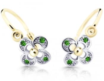 Cutie Jewellery Zlaté detské náušnice C2200-10-X-1 zelená