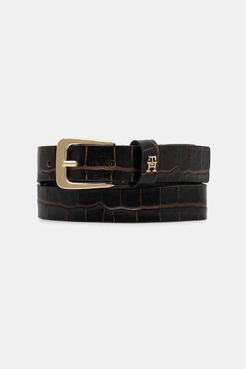 Kožený opasok Tommy Hilfiger hnedá farba, AW0AW17975