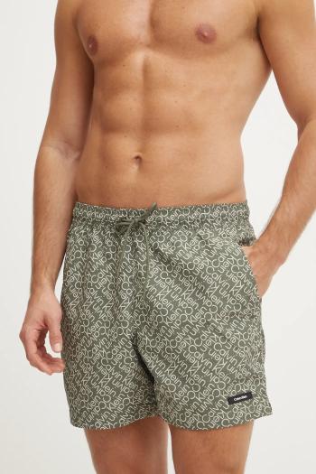 Plavkové šortky Calvin Klein zelená farba, KM0KM01120