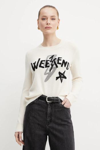 Kašmírový sveter Weekend Max Mara dámsky, béžová farba, tenký, 2515361011600