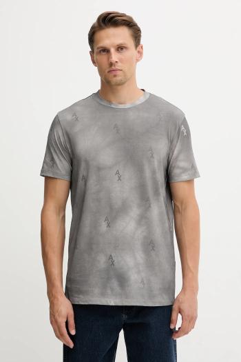 Bavlnené tričko Armani Exchange pánske, šedá farba, vzorované, XM001900 AF10356