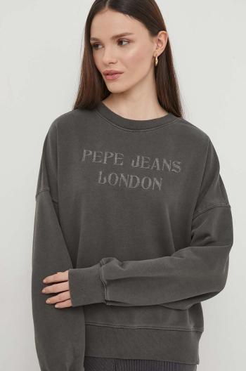 Mikina Pepe Jeans KELLY dámska, šedá farba, s nášivkou, PL581426