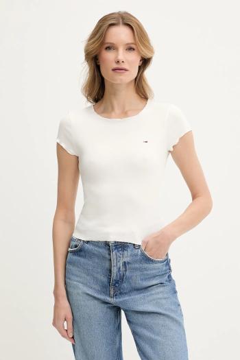Tričko Tommy Jeans dámske, biela farba, DW0DW20623