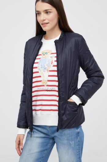 Obojstranná bunda Emporio Armani dámska, tmavomodrá farba, prechodná