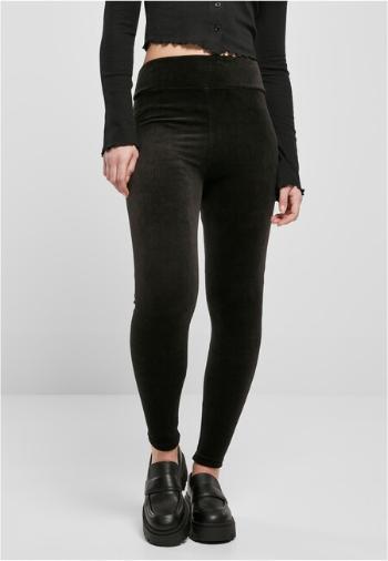 Urban Classics Ladies High Waist Rib Velvet Leggings black - S