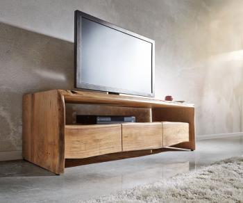 TV stolík Live Edge 145 cm akácia prírodná 3 zásuvky