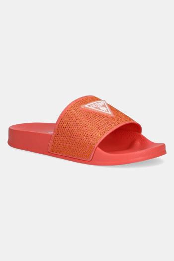 Šľapky Guess BEACH SLIPPERS STRASS dámske, oranžová farba, E4GZ25 BB00F