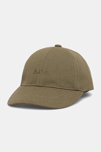 Bavlnená šiltovka A.P.C. casquette charlie zelená farba, jednofarebná, COGYX.M24069