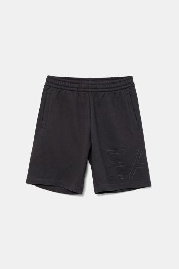 Detské bavlnené šortky EA7 Emporio Armani šedá farba, nastaviteľný pás 7B000083 AF12451