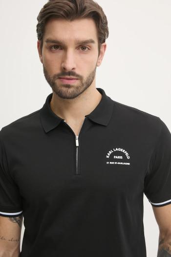 Bavlnené polo tričko Karl Lagerfeld čierna farba, s nášivkou, 551200.745081