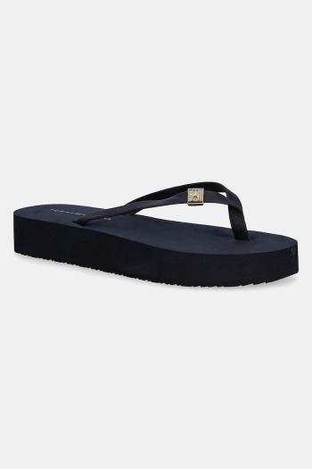 Šľapky Tommy Hilfiger ELEVATED CHIC BEACH SANDAL tmavomodrá farba, na plochom podpätku, FW0FW08523