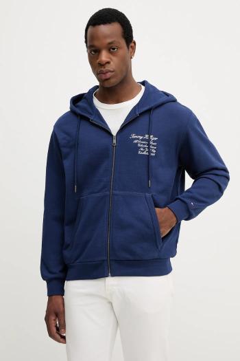 Bavlnená mikina Tommy Hilfiger tmavomodrá farba, s kapucňou, s nášivkou, MW0MW39683