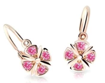 Cutie Jewellery Slušivé detské náušnice z ružového zlata C2245-10-X-4 fuchsiová