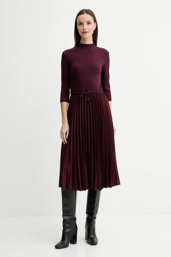 Šaty Tommy Hilfiger bordová farba, midi, áčkový strih, WW0WW46138