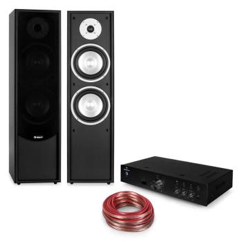 Auna LINIE 300, set Hifi, amplificator + 2 difuzoare pasive tip turn, negre